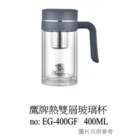 EAGLE 鷹牌 400ml耐熱雙層玻璃耳杯連濾網-EG400GF 
