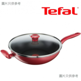 TEFAL 特福G13598/32cm炒鍋連玻璃蓋雅緻紅GV6  電磁爐系列