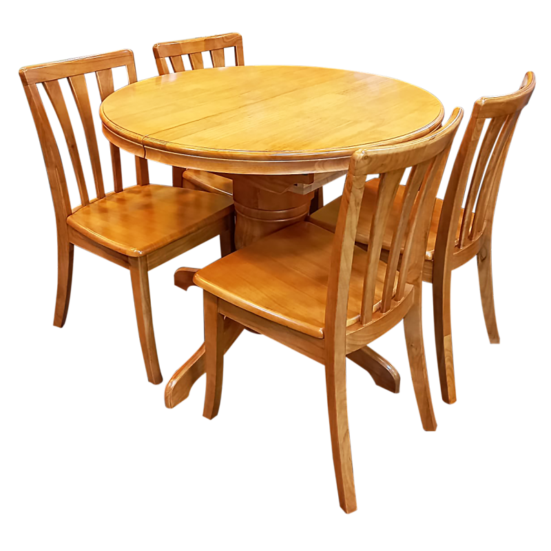 SOLID WOOD GATELEG DINING TABLE WITH FOUR CHAIRS